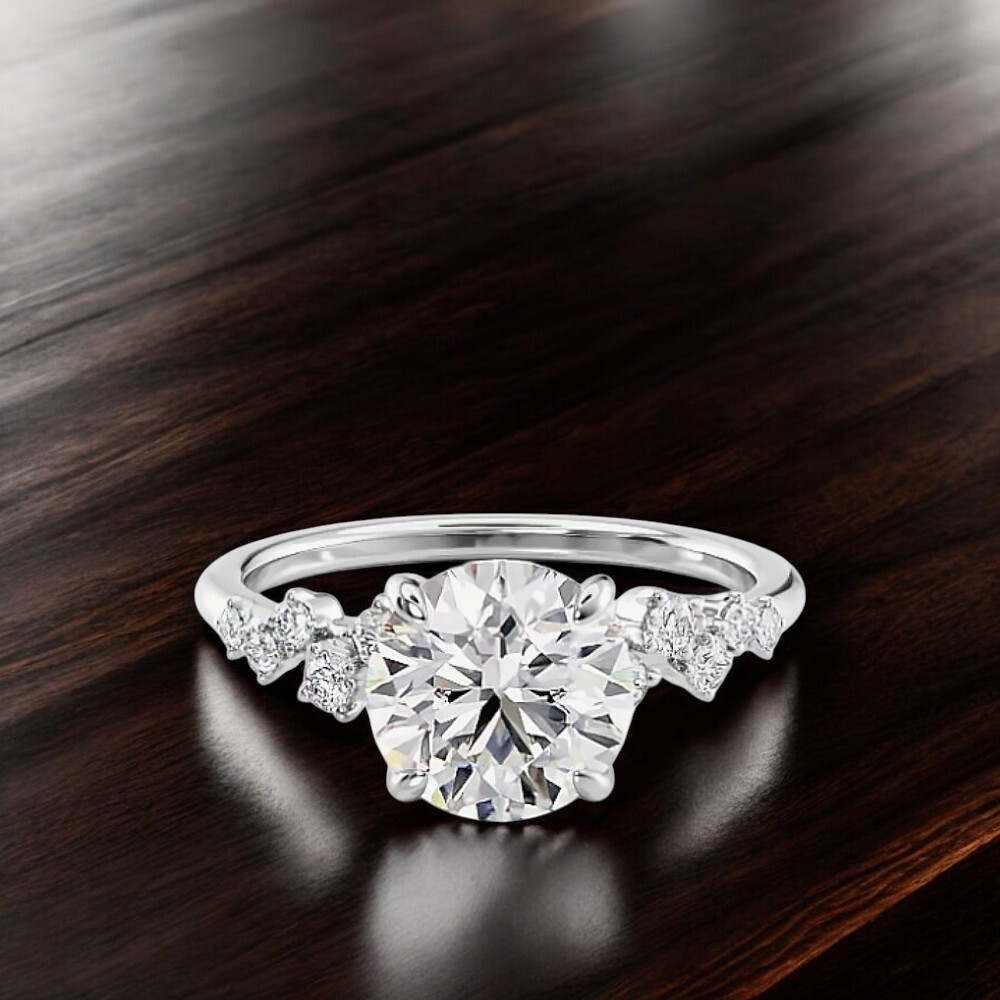 IGI Certified Lab Grown 2.30 Ct Round Cut Diamond Engagement Ring 14k White Gold