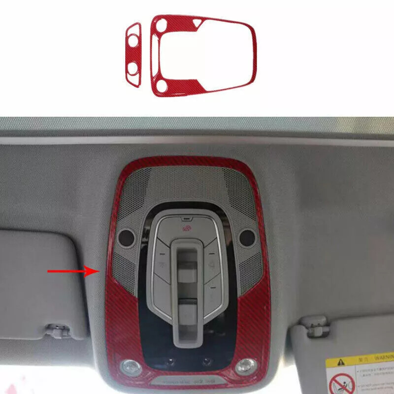 For Audi A4L A5 2017-2019 Red Carbon Fiber Roof Reading Light Frame Decor Cove