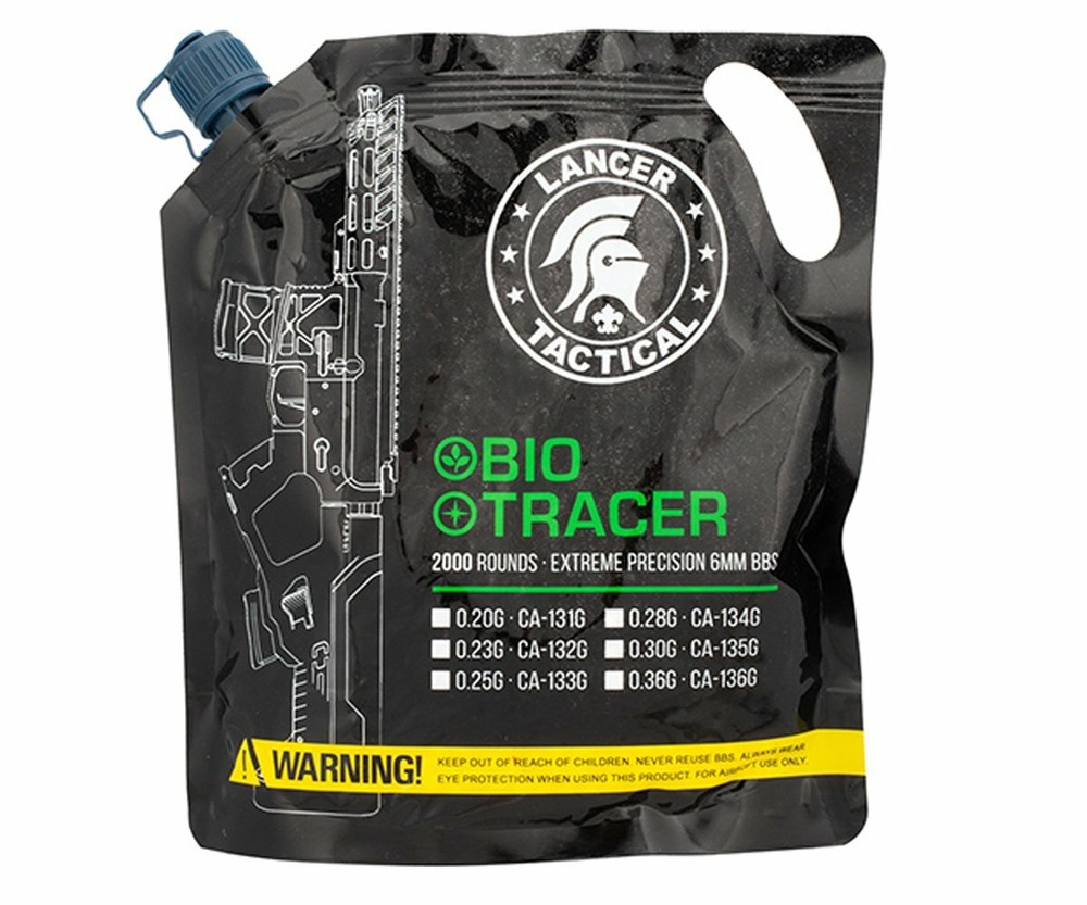 Lancer Tactical Bio Airsoft 6mm BBs 2,000 Rounds Tracer Glow In Dark .20G Green