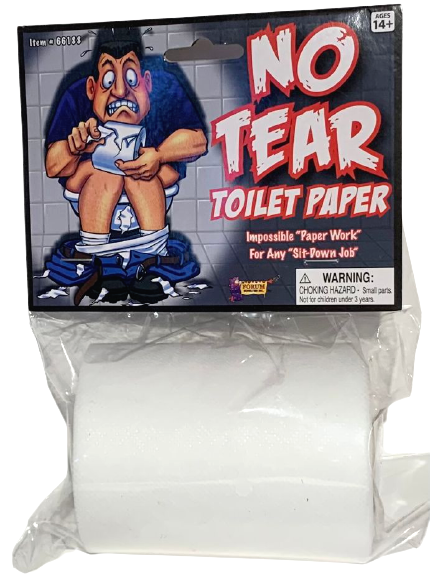 NO TEAR TOILET PAPER ROLL Non Rip Joke Prank Gag Gift Funny Fake Bathroom Humor