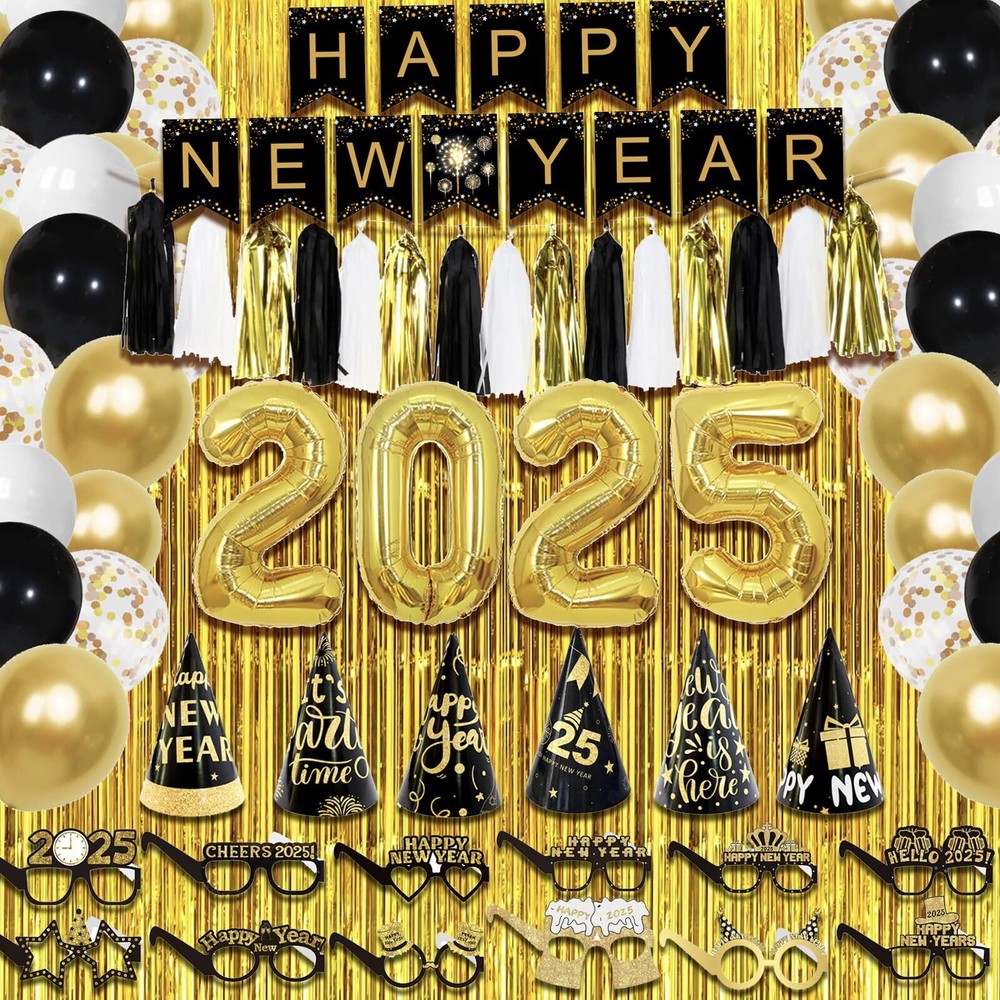 LFSTGN 77 PcsNew Years Decorations 2025 New Years Eve Party Supplies - 