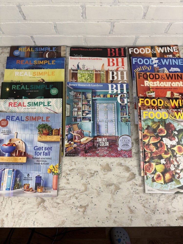 15 Real Simple, Better Homes & Gardens, Food & Wine Magazines 2024 Bundle