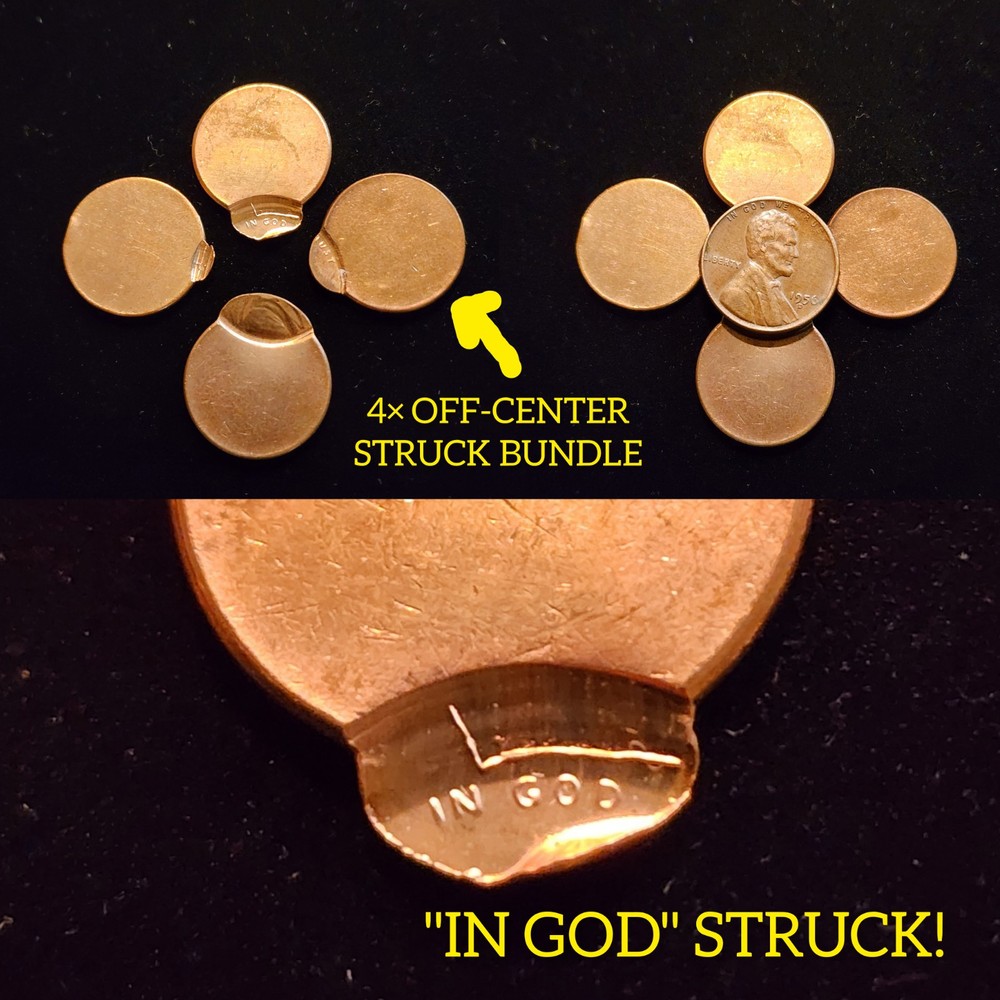 1959-82 Lincoln Memorial Cent UNC 4-Coin Set 85-98% Off-Center Struck Errors