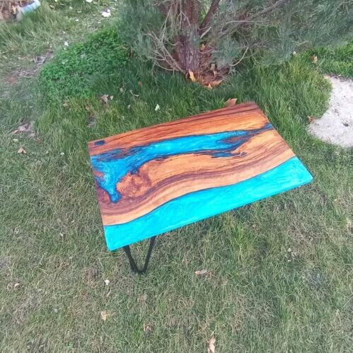 Blue Epoxy Resin Coffee Table Top, Christmas Eve Sale, Office Center Furniture
