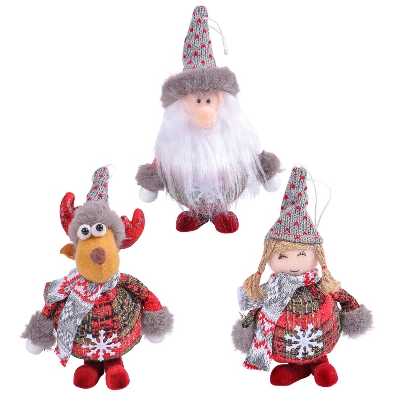 Set of 3 Christmas Tree Ornament Cloth Glitters Home Party Supplies Decoration