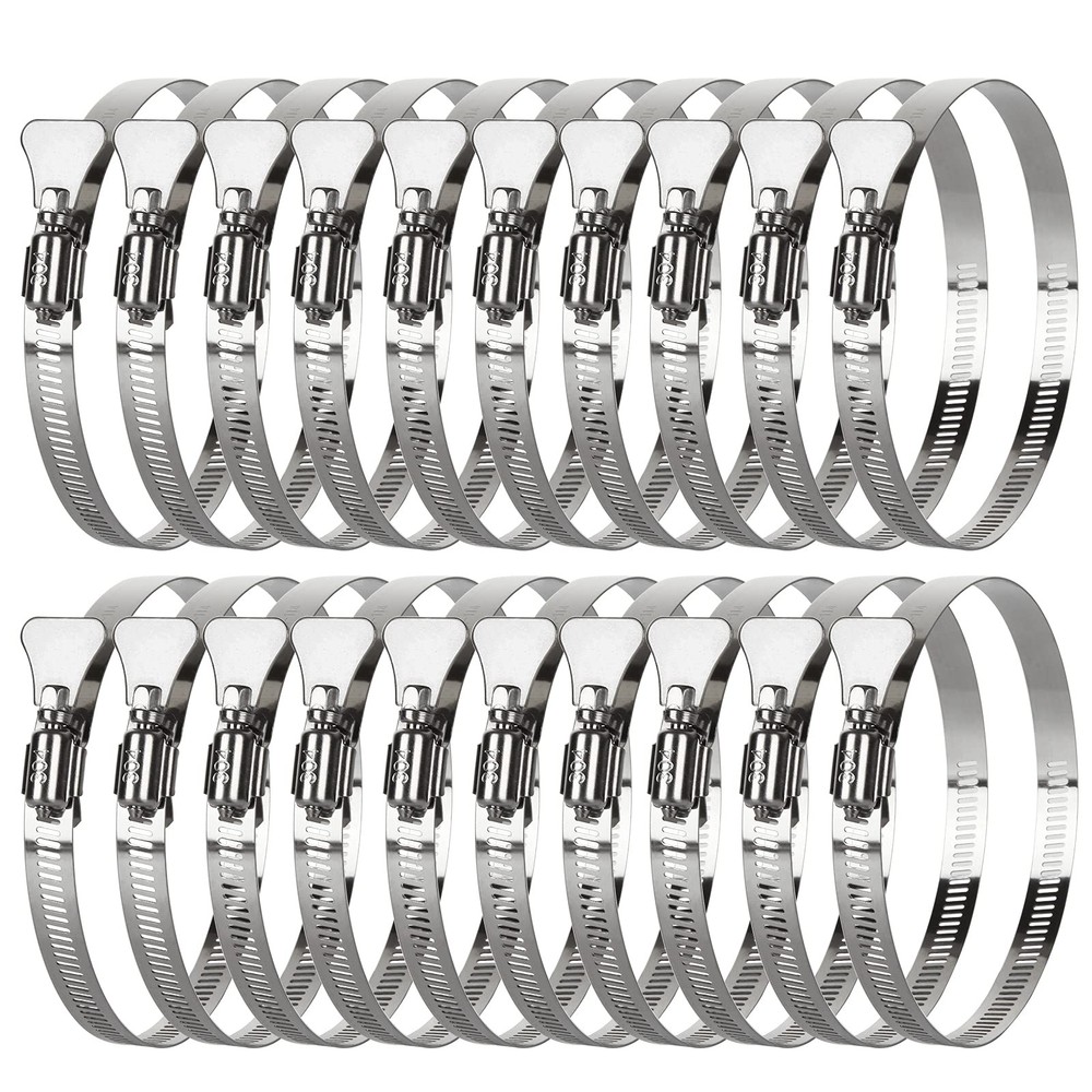 20-Pack 4-Inch Stainless Steel Hose Clamps Adjustable 3.5 to 4.5 Inch