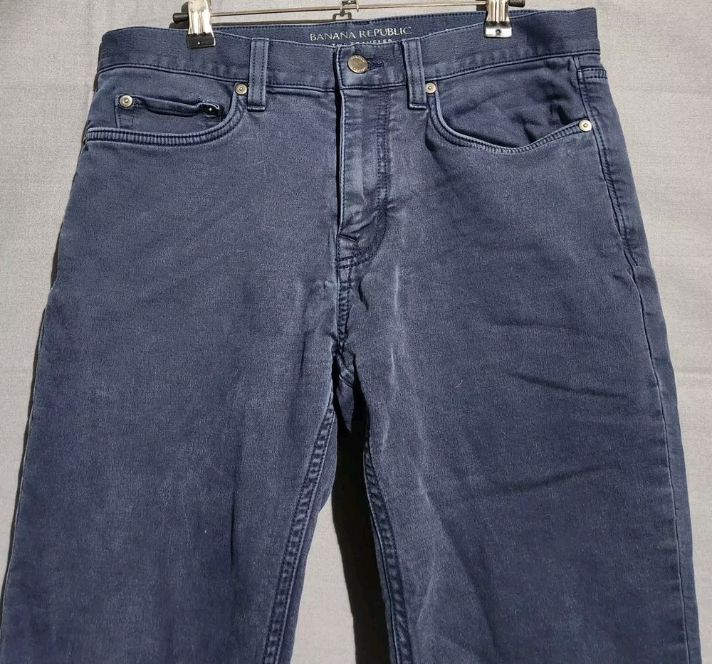 Banana Republic Jeans Men 32x30 Traveler Slim Straight Leg Stretch Navy Denim