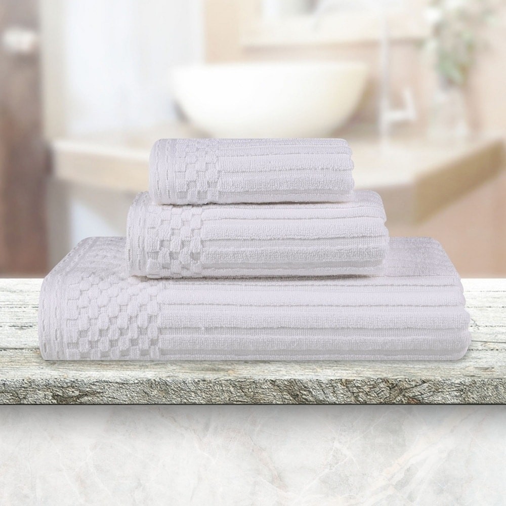 Superior Soho 3-Piece Ribbed Cotton Towel Set in Assorted Colors  