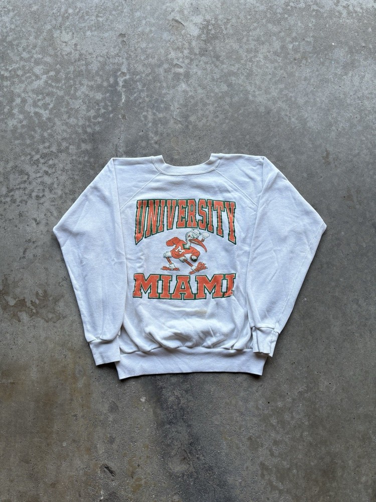 Vintage 1990’s University of Miami Ducks Crewneck White Size XL USA Made Rare