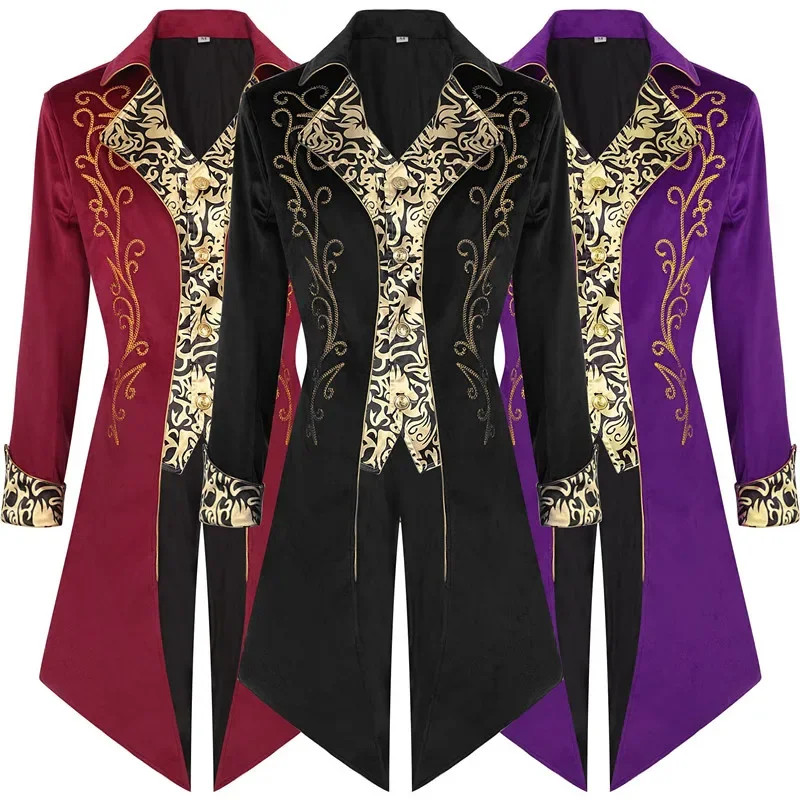 Autumn New Purple Men Luxury Jacquard Tuxedo, Patchwork Printed Coats, European
