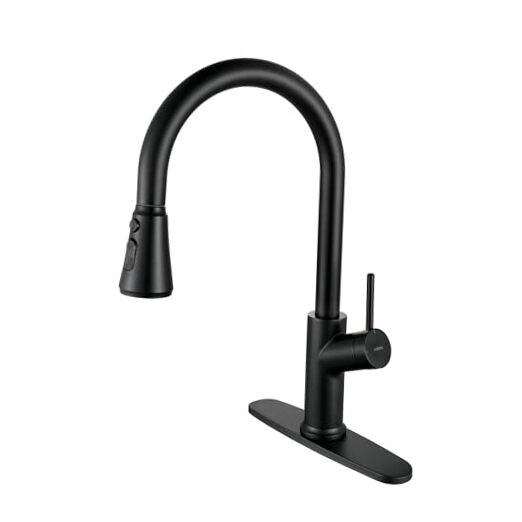 Matte Black Pull-Down Kitchen Faucet with Upgraded Sprayer