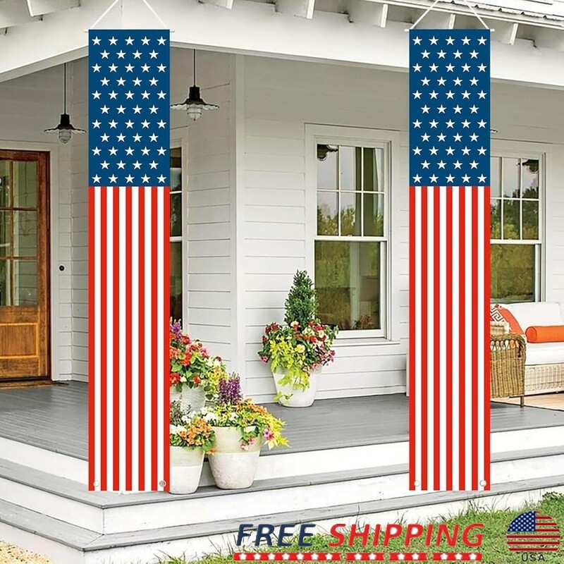 Patriotic 4th of July Outdoor Hanging American Flag Banners Veterans Memorial US