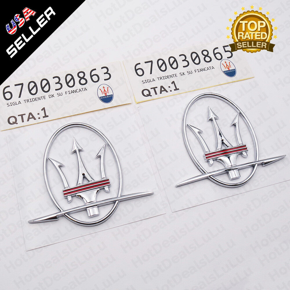Maserati Quattroporte GranTurismo Ghibli Levante RH&LH Side Logo Emblem Badge R