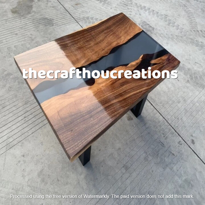 Modern Smoky Black Live Edge Epoxy Coffee Table for Outdoor Décor