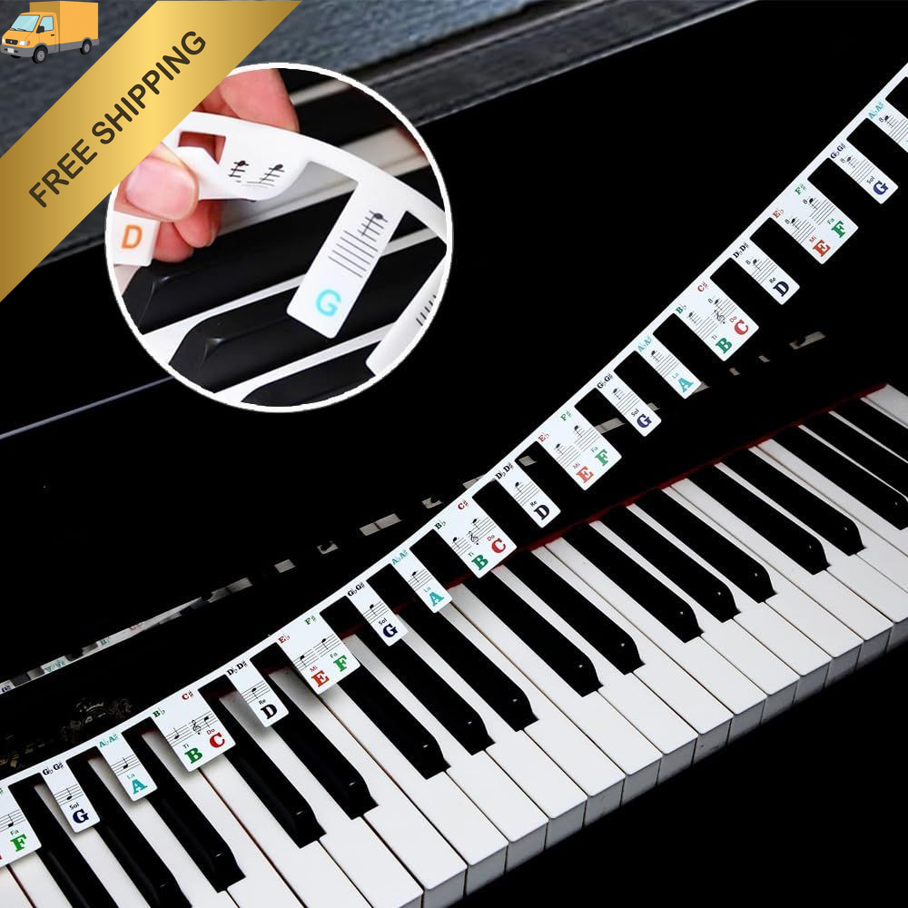 Colorful Removable Piano Keyboard Note Labels, 61Key-Colorful, 61key-colorful