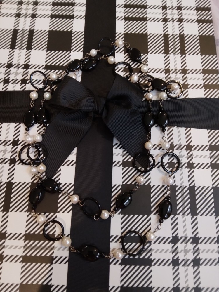 Natural Pearl & Black Onyx 46 inch Necklace Endless No Clasp