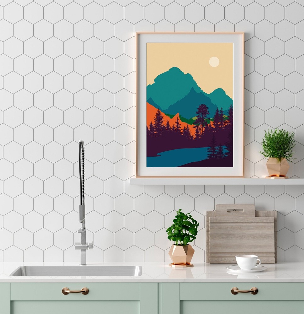 Mid Century Modern Art Print Decor Landscape Scandinavian Modern Wall Art