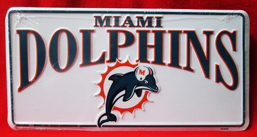 Miami Dolphins Licence Plate Metal with Retro Logo NEW nhc16