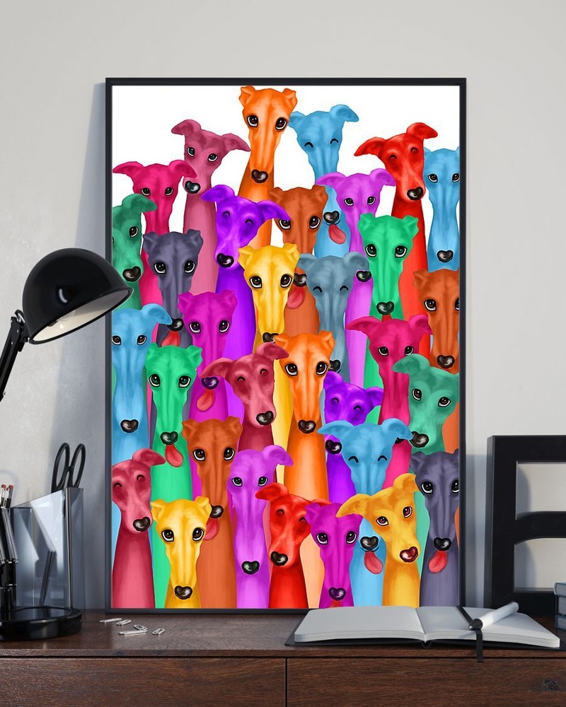 Greyhound Multi Dogs Funny Home Decor Wall Art Poster