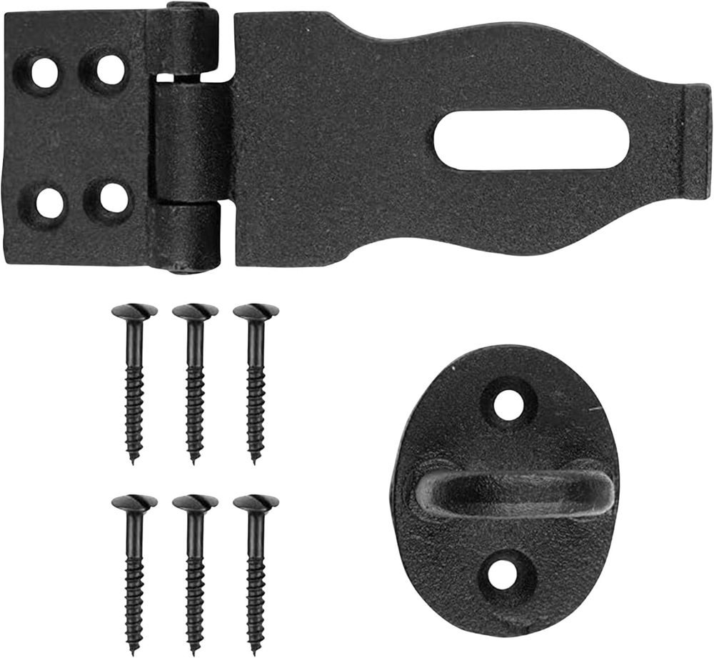 Renovators Supply Black Wrought Iron Hasp Door Latch - Heavy Duty Security Padlo