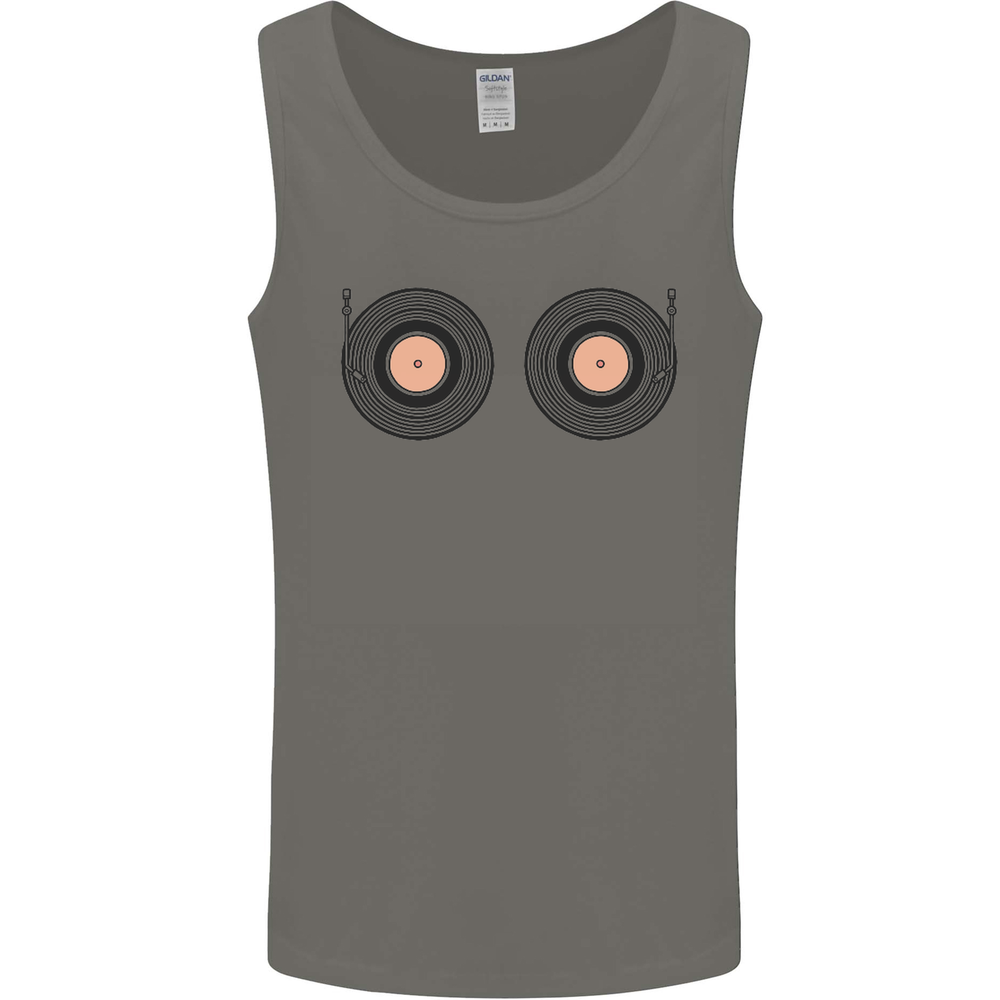 Boob Decks DJ DJing Funny Turntable Vinyl Mens Vest Tank Top