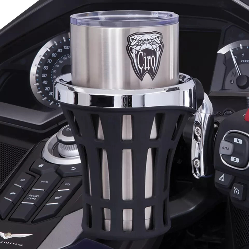 Ciro Chrome Big Ass™ Drink Holder with Chrome Perch Mount for Motorcycles