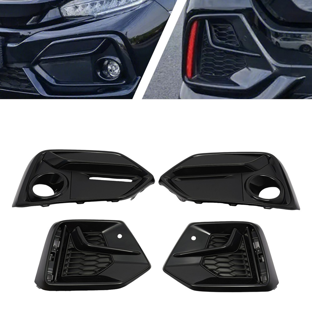 For 2019 2020 Honda Civic Si Sedan 4 Door 1.5L Front Rear Bumper Fog Light Cover