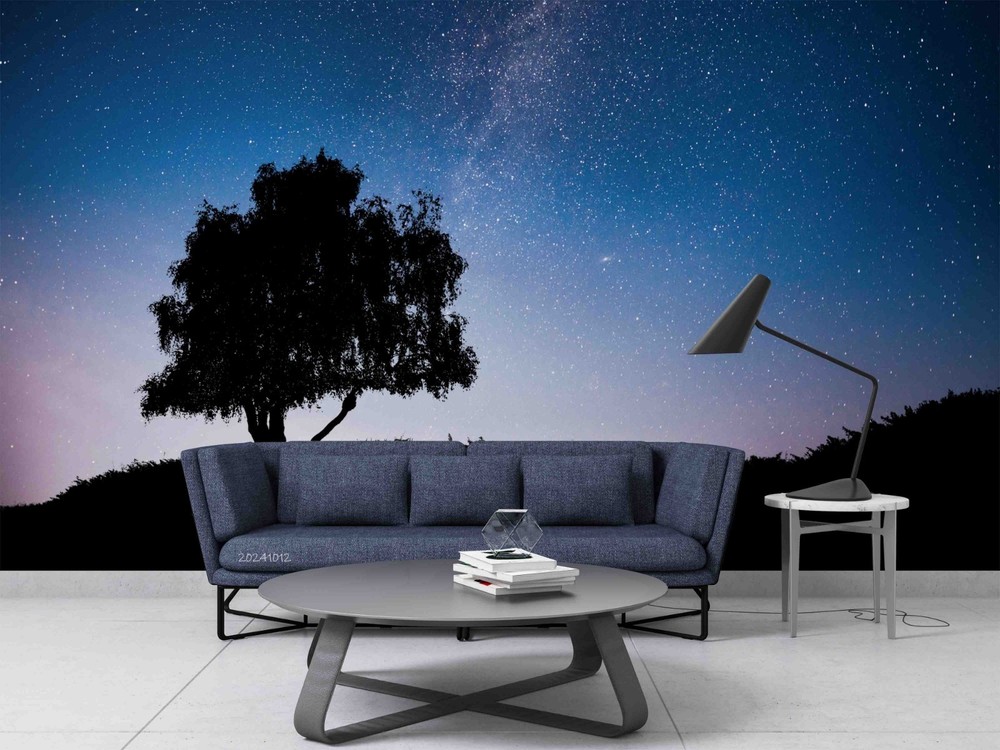 3D Tree Starry Sky Night Scene Wall Murals Wallpaper Murals Wall Sticker 2