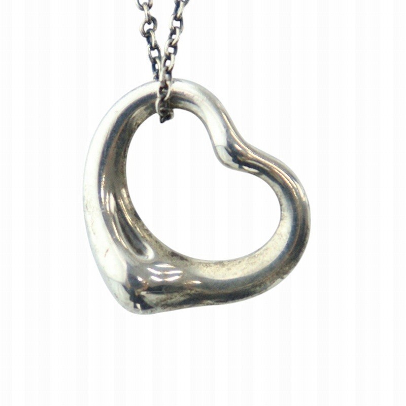 Tiffany & Co Open Heart 925 Silver Pendant Necklace Pre-Owned
