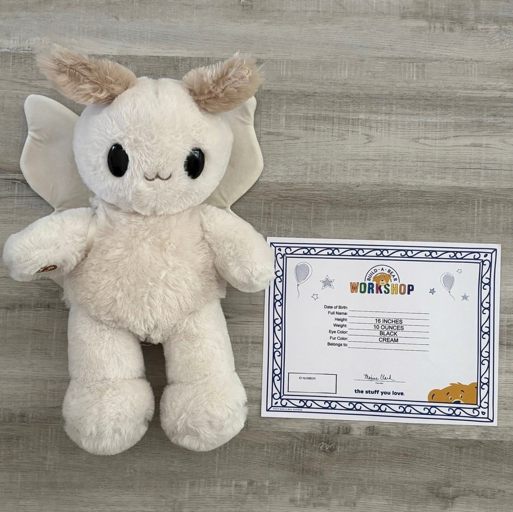 Sky Puppy Moth Bear Stuffed Animal by Build-A-Bear New with Tag & Certificate