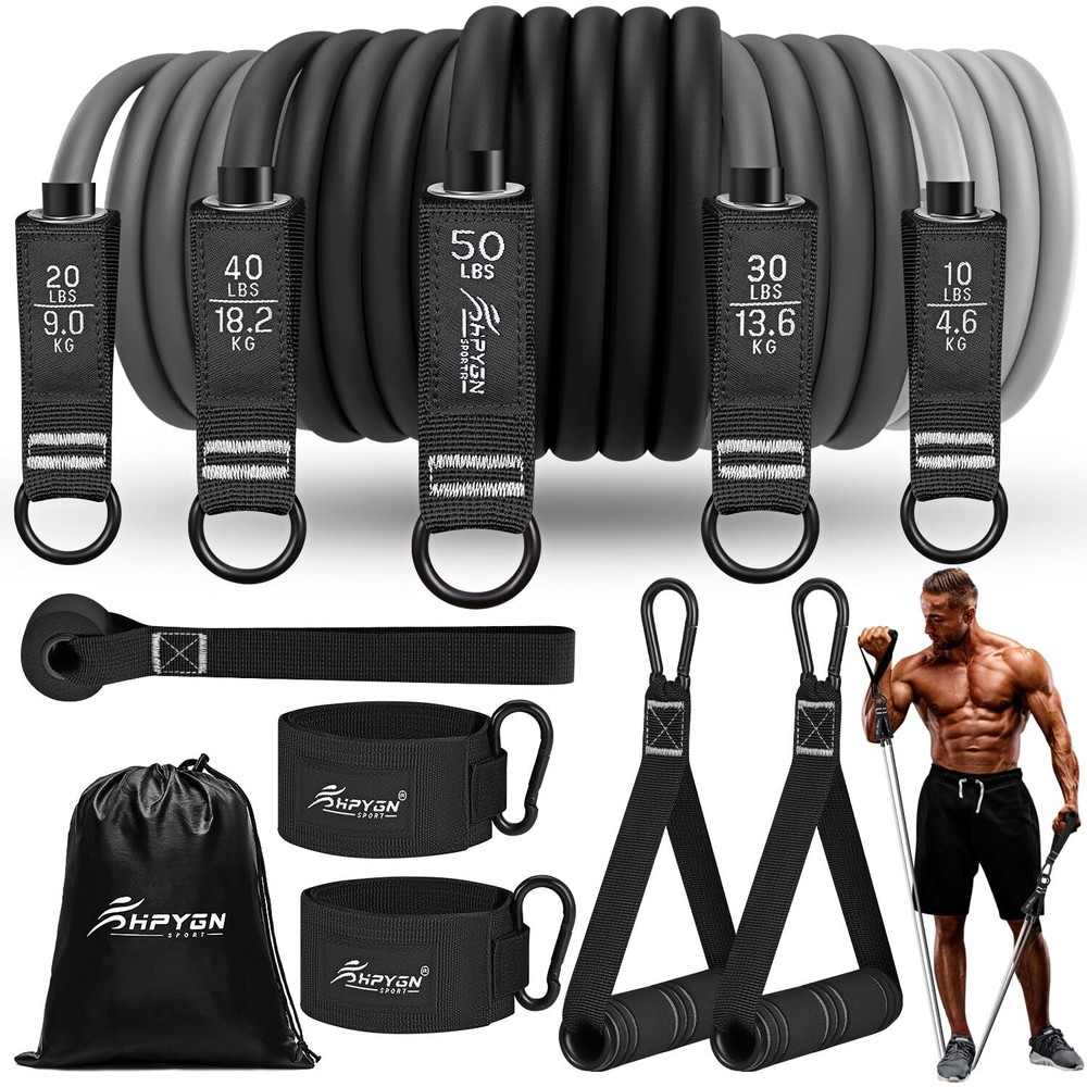 Resistance Bands Set, Exercise Bands, Workout Bands, 5 Tube Fitness Bands wit...
