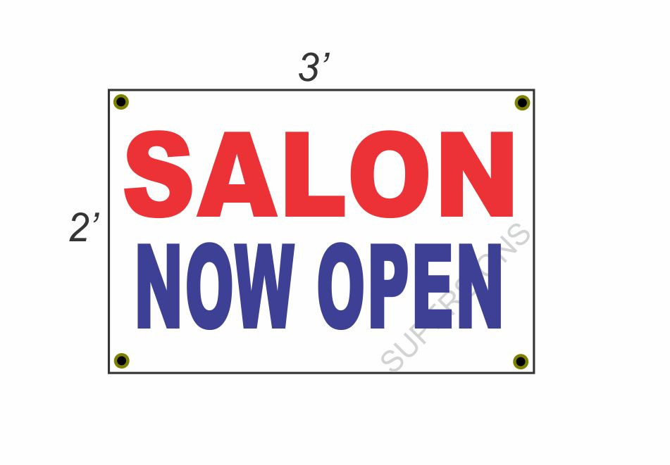 2x3 Salon Now Open Red White Blue Banner Sign New Discount Size Price