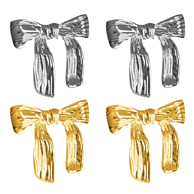 Elegant Polished Bowknot Stacked Dangle Stud Earrings for Women