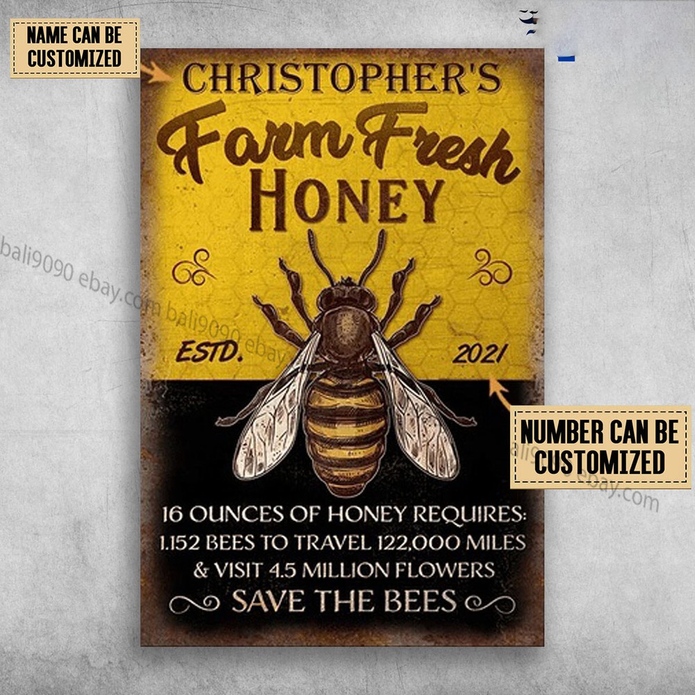 Honey Bee, Farm Fresh Honey, 16 Ounces Of Honey Requires Customized Personali...