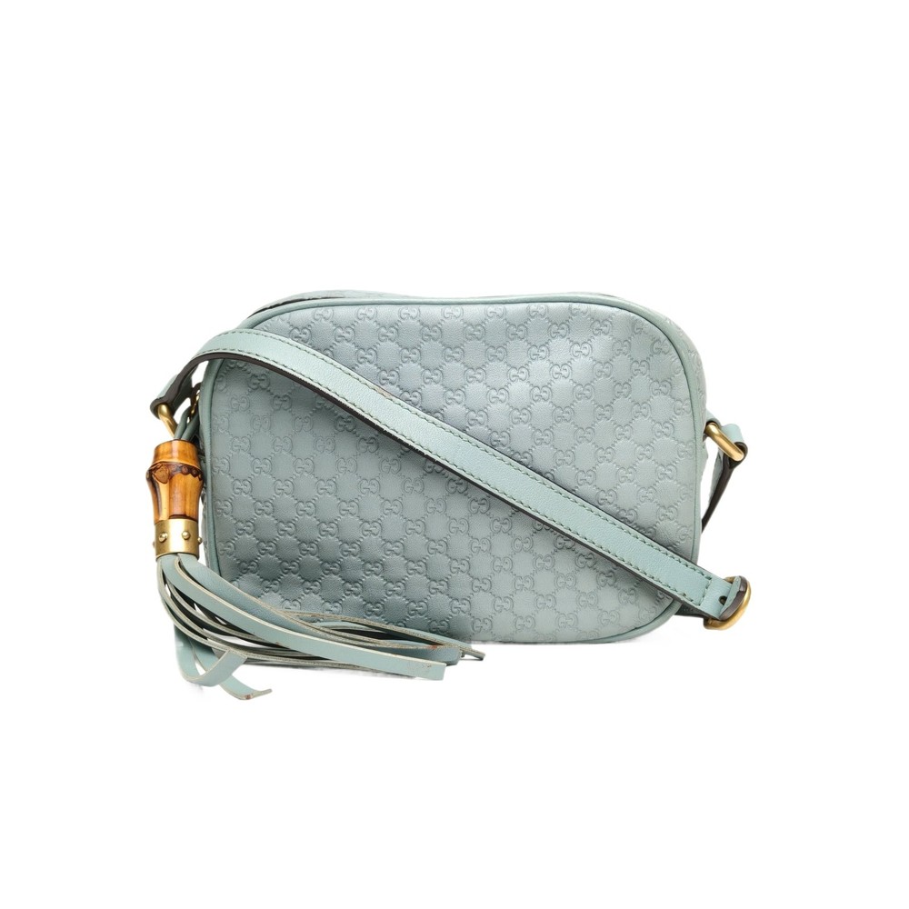 GUCCI Green Gold Hardware Bamboo Tassel Embossed Camera Bag  P206233686