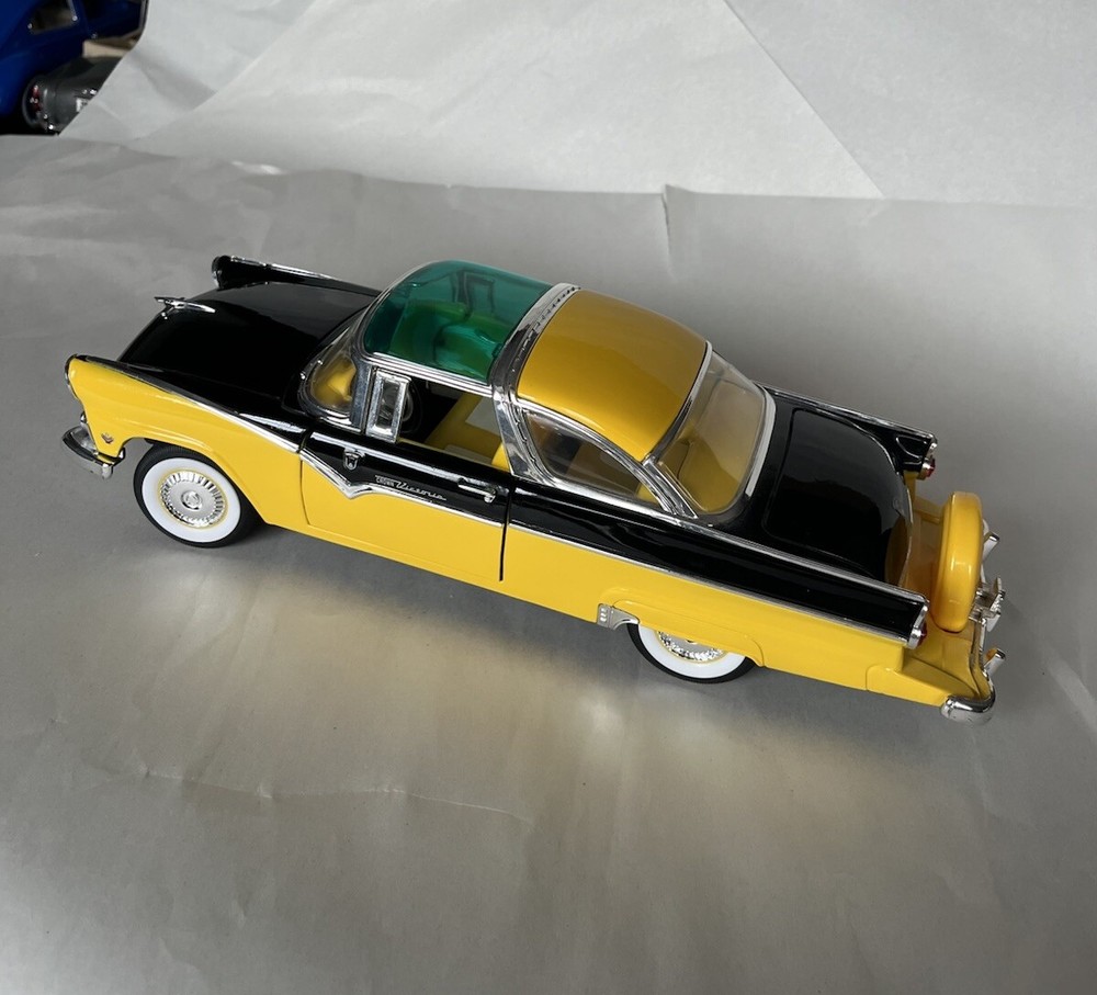Road Legends Yellow 1955 Ford Fairlane Crown Victoria Diecast Model Car 1/18