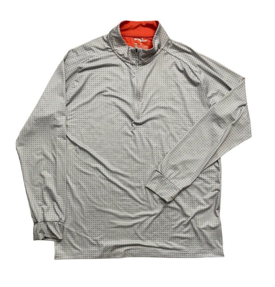Birdie Bound Shirt Mens Size Medium Gray Dotted 1/2 Zip Pullover Sun Shade Light