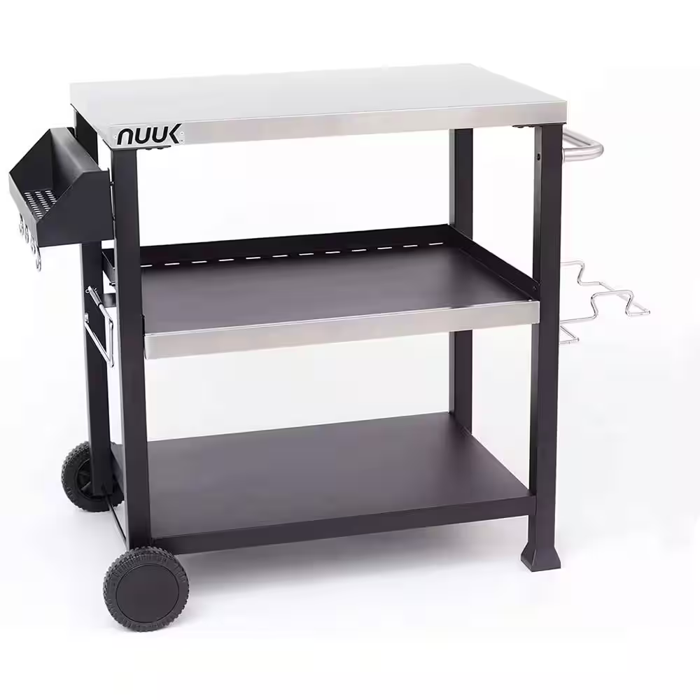 32-Inch 3-Tier Outdoor Grill Cart with Handle for Easy Mobility