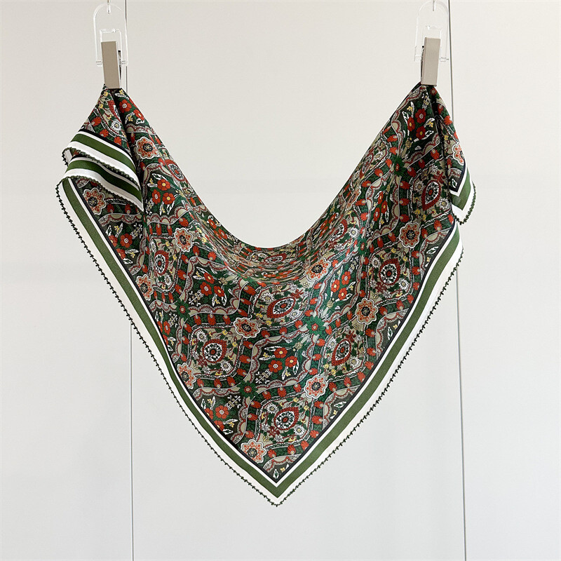 100% Mulberry Silk Square Scarf 65x65cm Double Crepe Hairband Printed Delicate