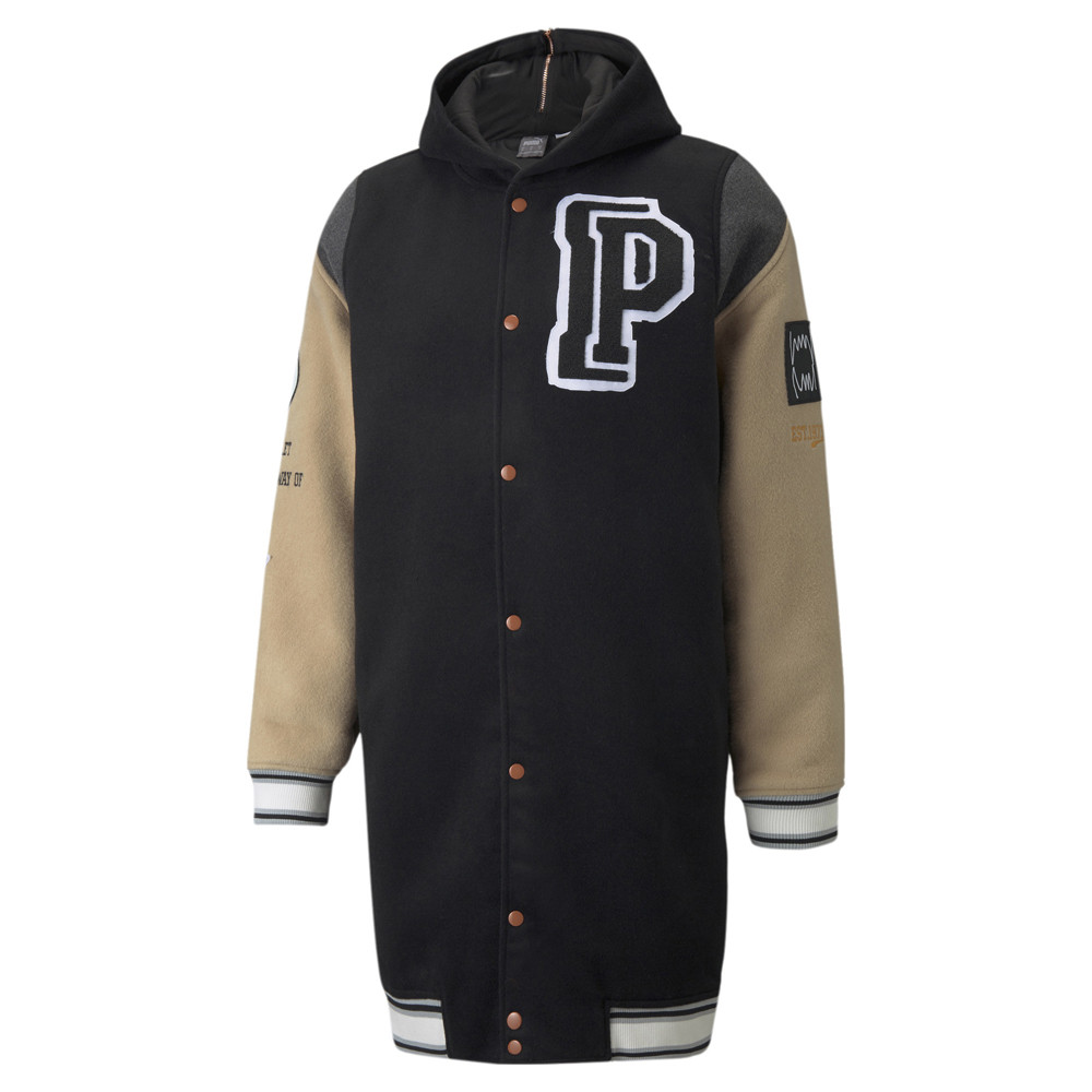 PUMA Varsity Signature Hooded Jacket Mens Black Casual Athletic Outerwear 532089