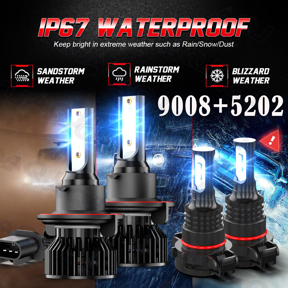 For 2007-2013 GMC Yukon Denali 4x Blue Front LED Headlight &Fog Light Bulbs Kit