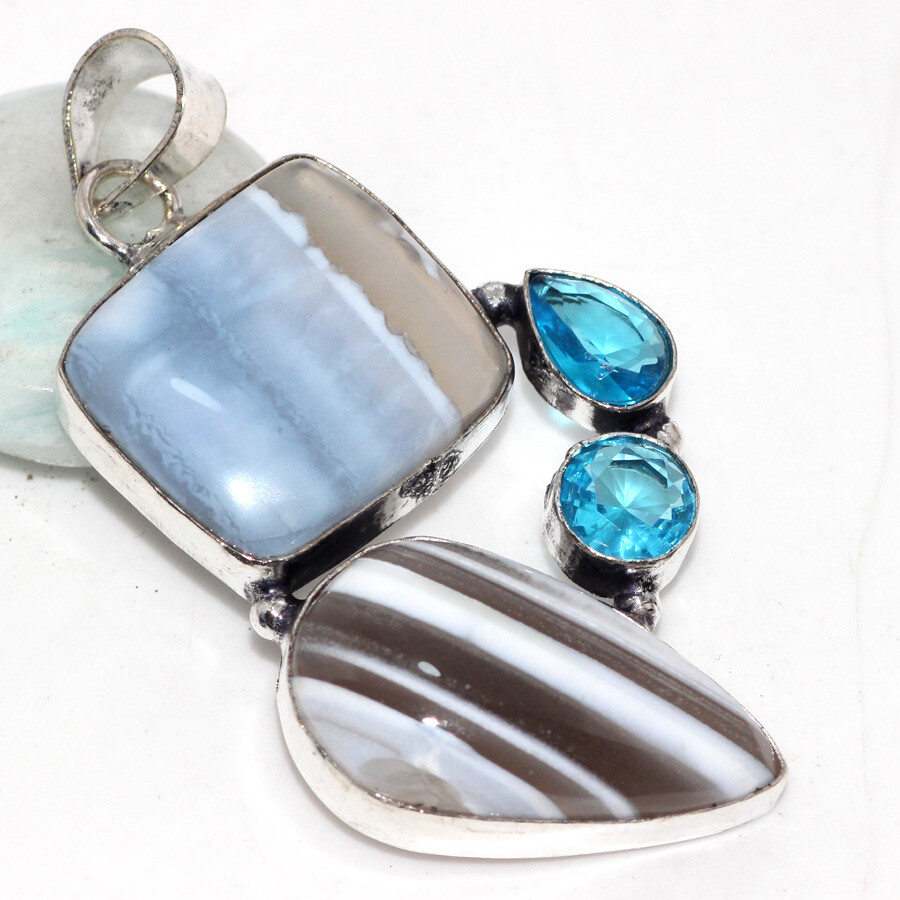 Owhyee Blue Opal Blue Topaz Gemstone Pendant 2.3