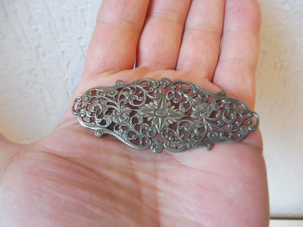 Vintage 925 Silver Trachten Motif Brooch 8cm German Craftsmanship