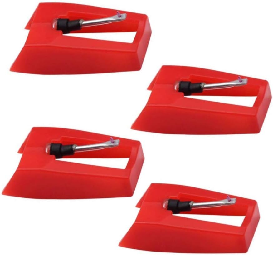 4 Pack Ruby Stylus Needle Replacement for ION Red Record Player Turntable