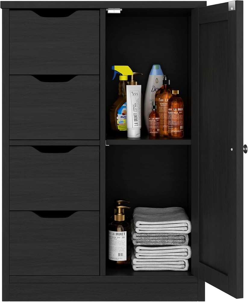 Wooden 4-Drawer Bathroom Floor Storage Cabinet for Organized Spaces  