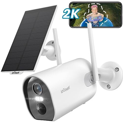 2Kera Outdoor Solar Security Cam with AI Detection, Spotlight & Siren, Wireless Design