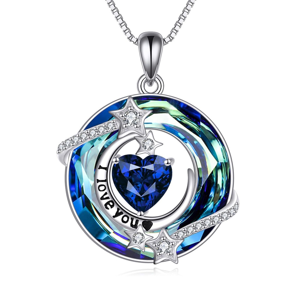 Moon Star Crystal Necklace Gift for Mom Birthday Mothers Day I Love You-image