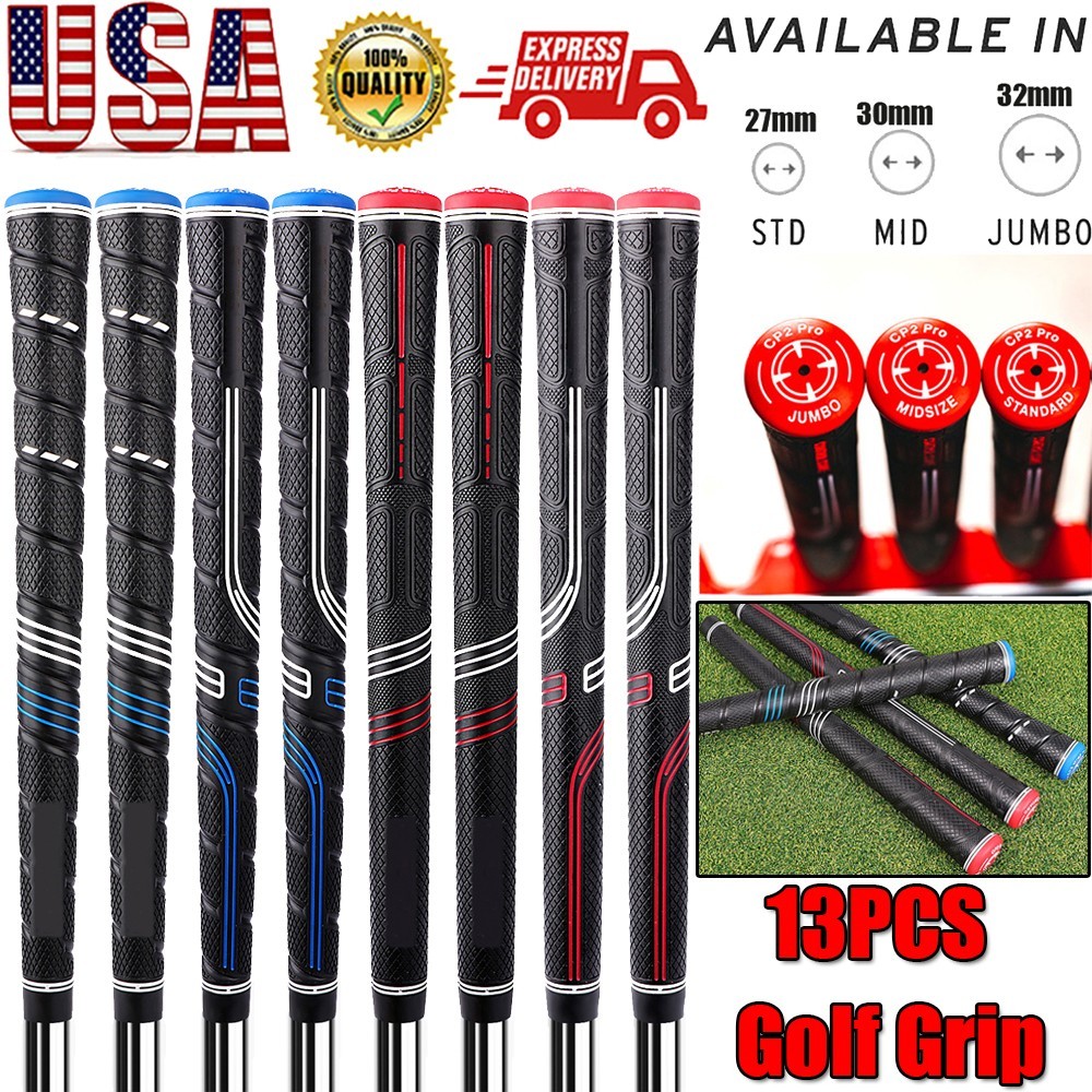 13Pcs Golf Club Grips Anti-Slip Rubber in Standard Midsize Oversize 60R US