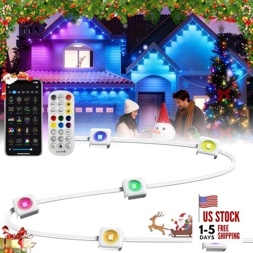 100ft Permanent Outdoor Lights, Smart RGB LED Eaves Lights with App & Remote