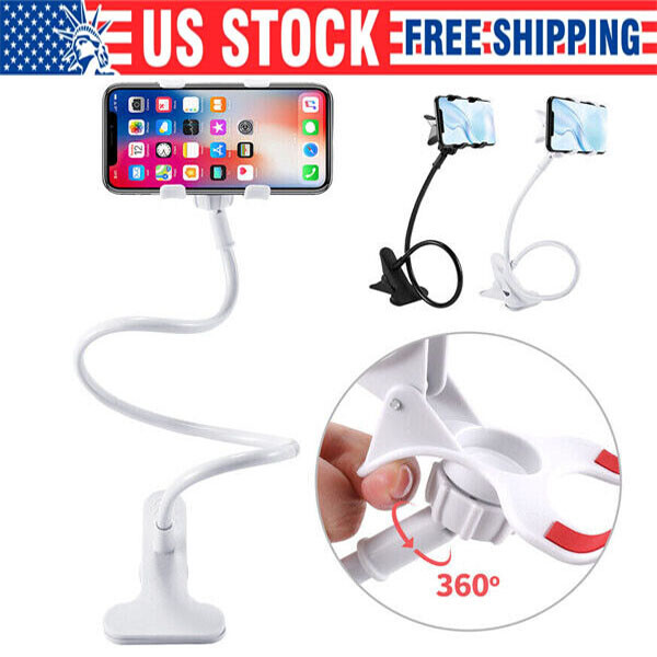 Universal Lazy Mobile Phone Gooseneck Stand Holder Flexible Bed Desk Table Clip